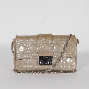 Christian Dior Cream Beige Small Miss Dior Patent Cannage Chain Bag